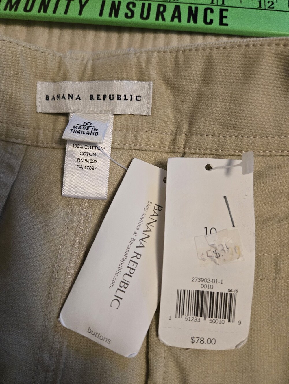 NWT BANANA REPUBLIC Beige Cropped Wide Leg Pants w/ Pink Ribbon Belt. Sz 10. - Picture 7 of 10